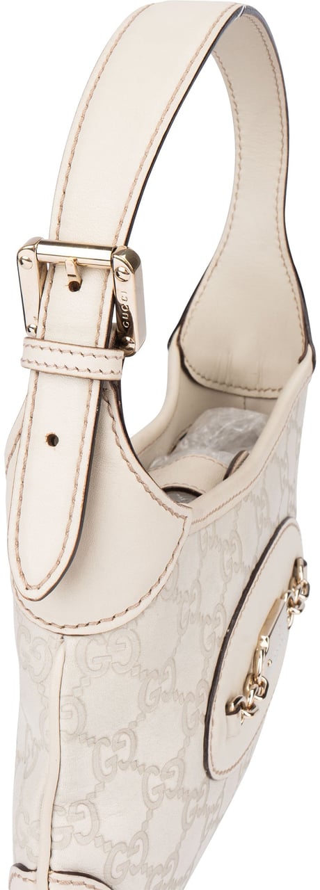 Gucci Gucci Leather GG Monogram Horsebit Mini Jackie Handbag Wit