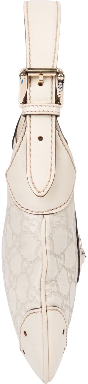 Gucci Leather GG Monogram Horsebit Mini Jackie Handbag Wit