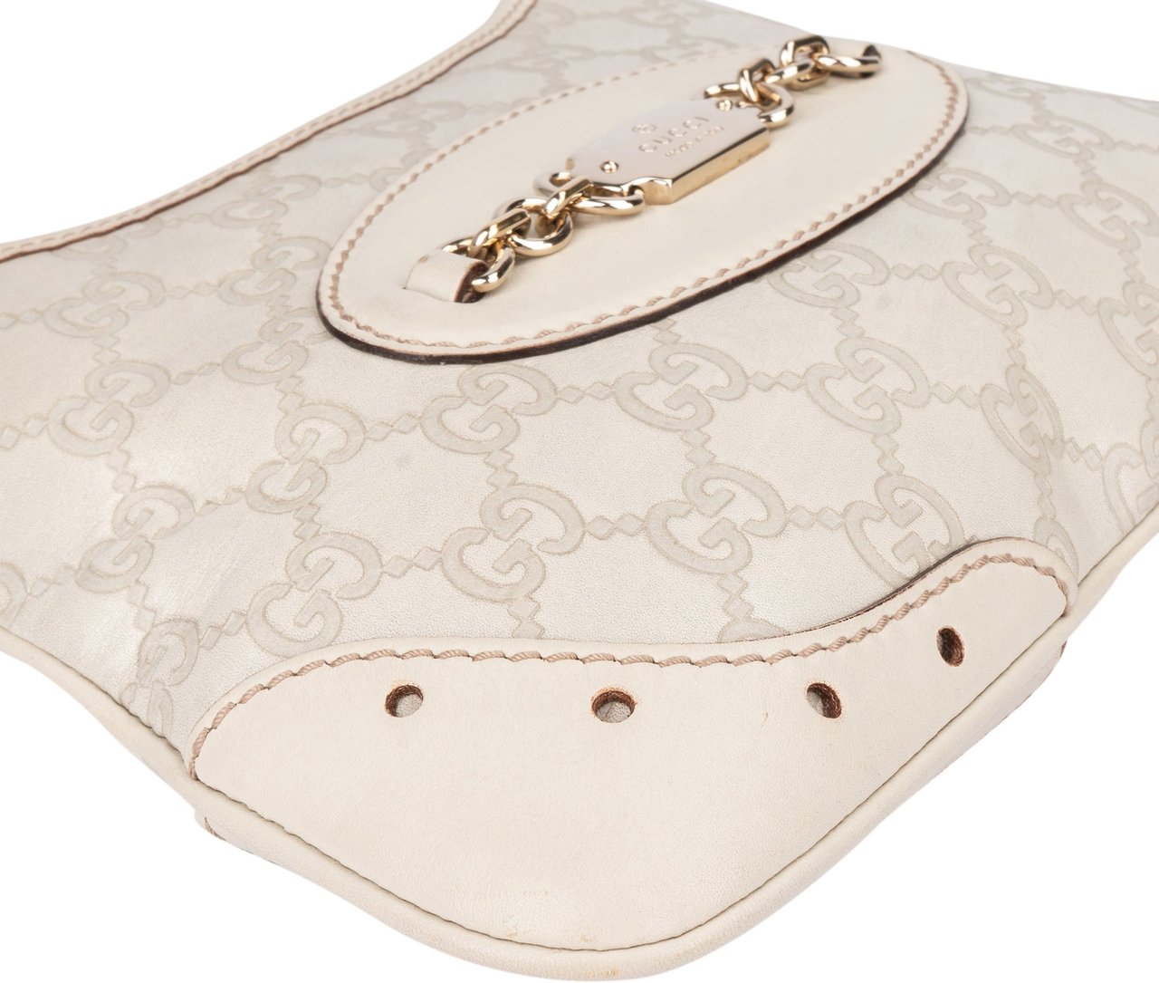 Gucci Leather GG Monogram Horsebit Mini Jackie Handbag Wit