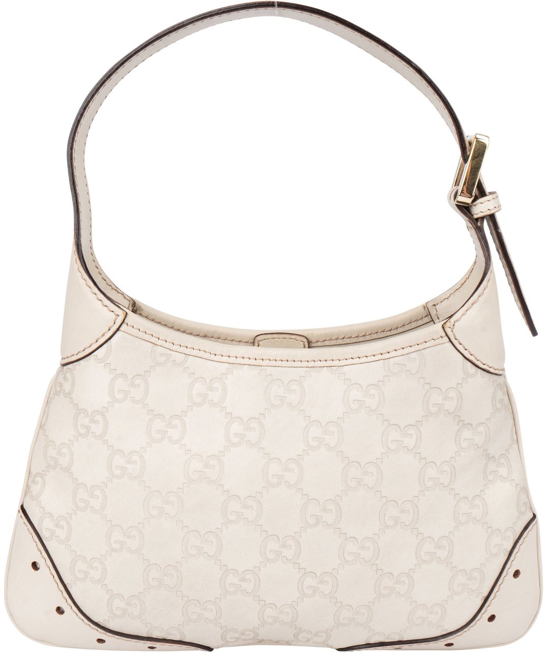 Gucci Leather GG Monogram Horsebit Mini Jackie Handbag Wit