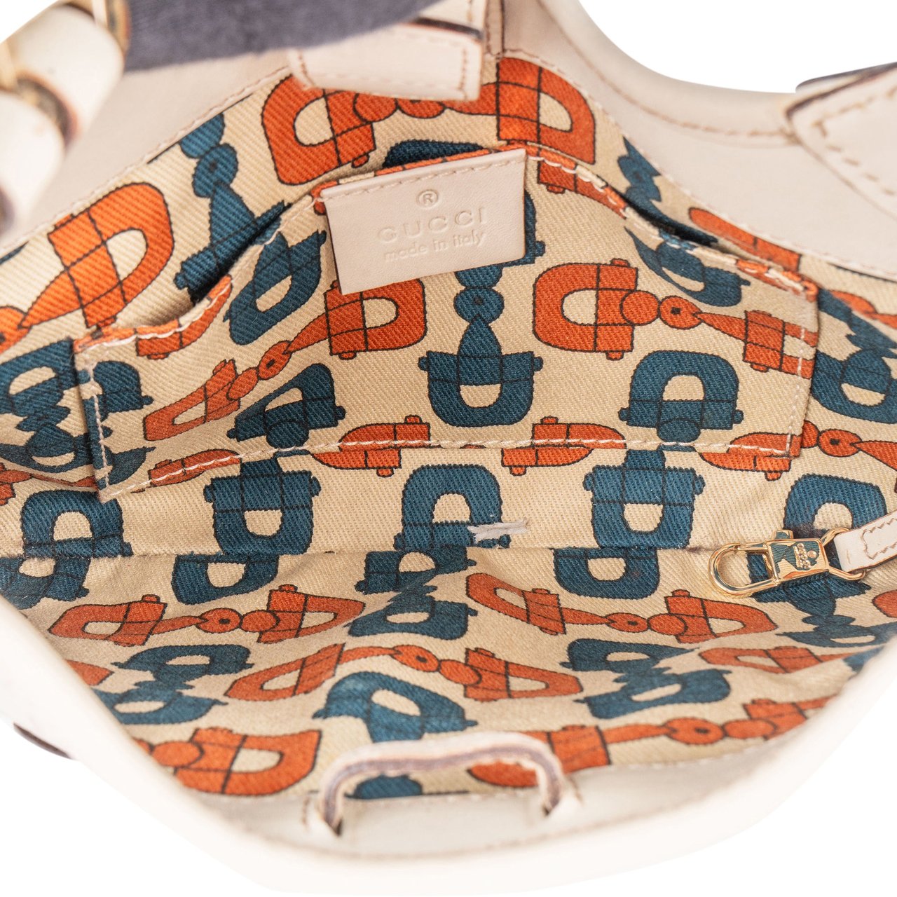 Gucci Gucci Leather GG Monogram Horsebit Mini Jackie Handbag Wit
