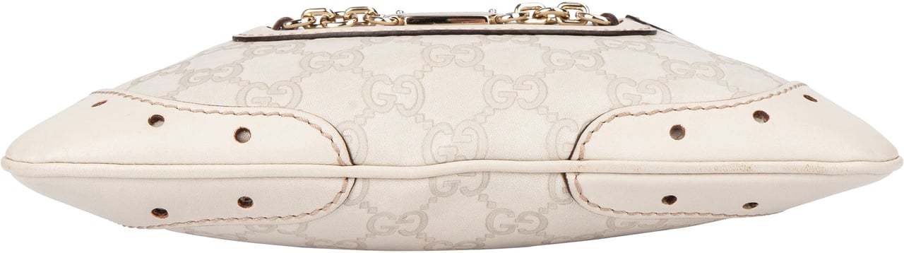 Gucci Leather GG Monogram Horsebit Mini Jackie Handbag Wit