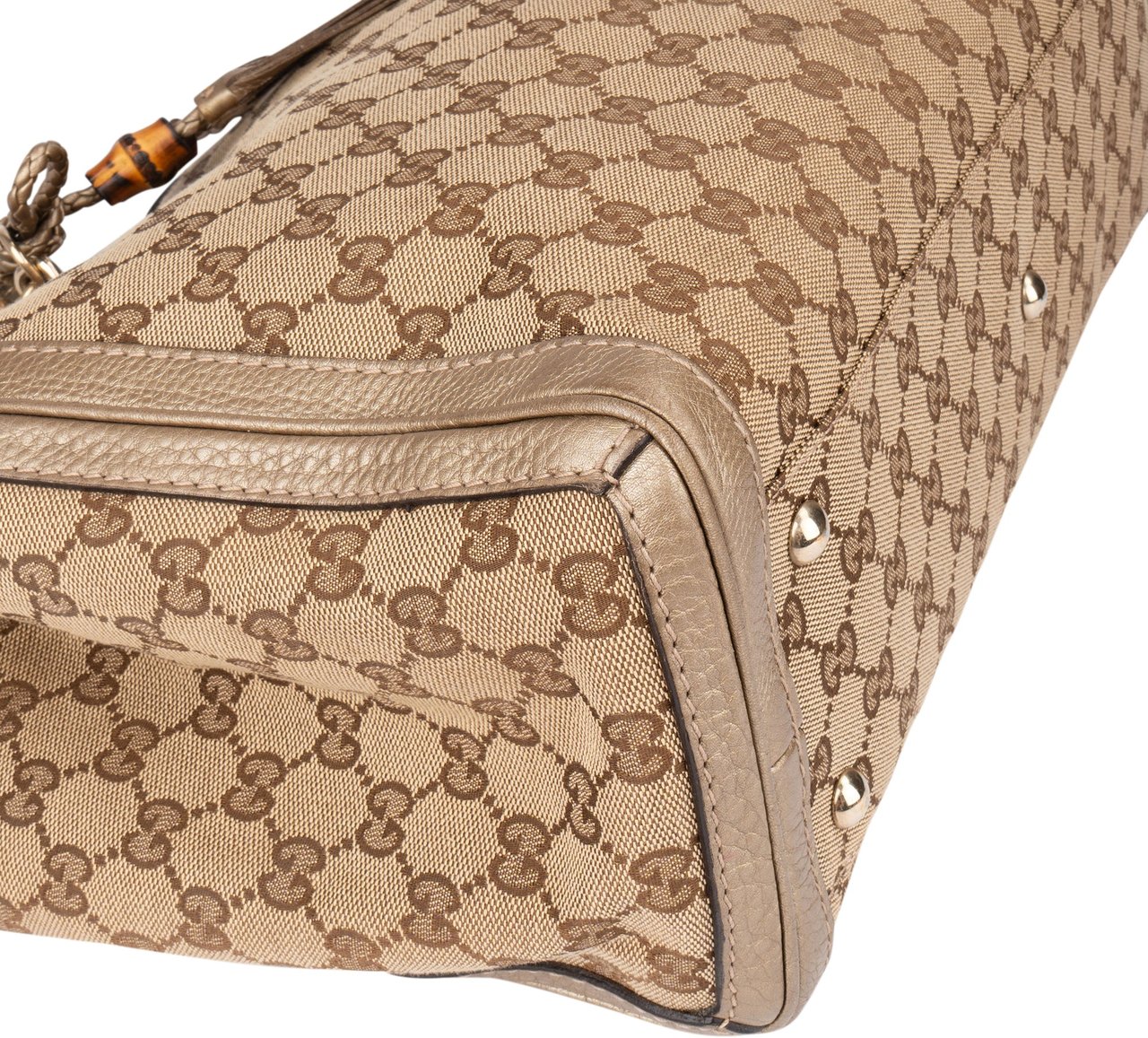 Gucci Gucci GG Monogram Bamboo Handbag Bruin