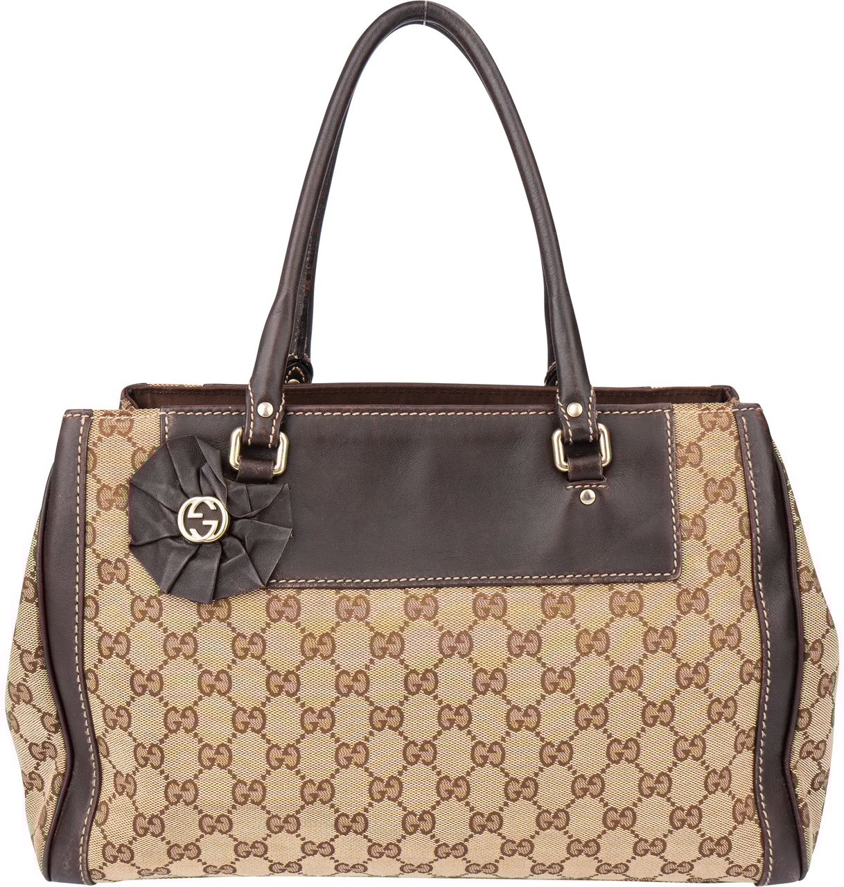 Gucci Gucci GG Monogram Flower Handbag Bruin