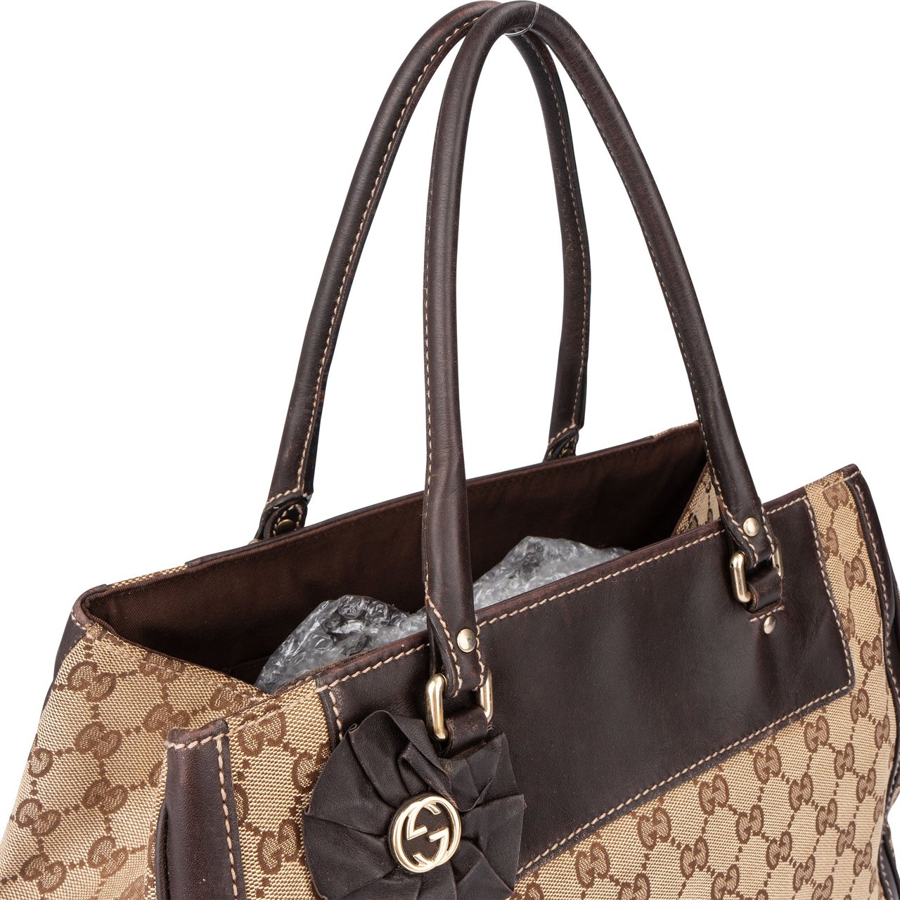 Gucci Gucci GG Monogram Flower Handbag Bruin