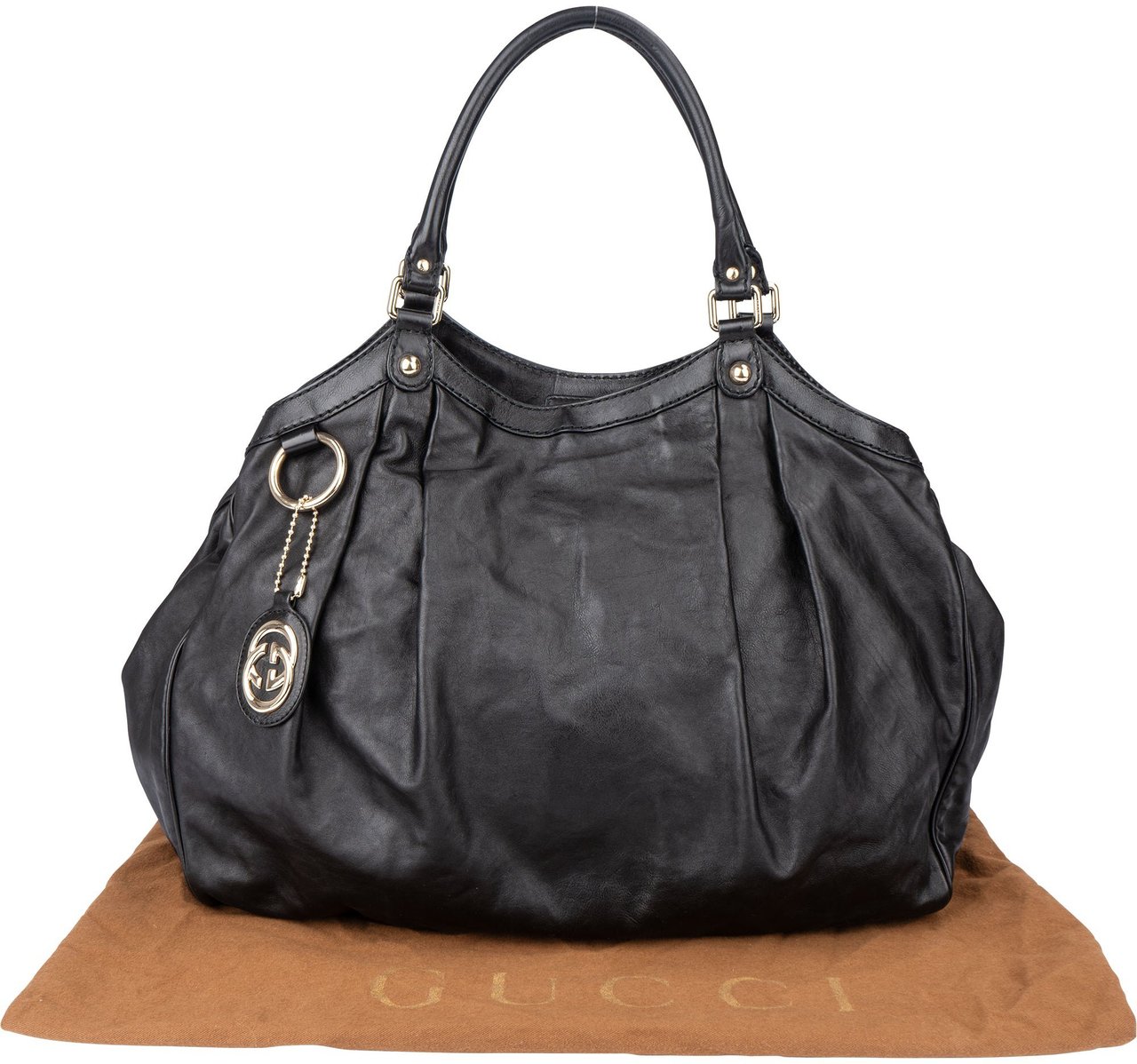 Gucci Gucci Black Leather Sukey Handbag Zwart
