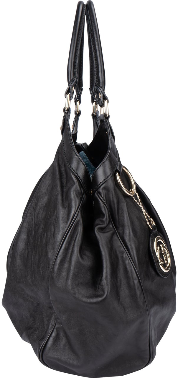 Gucci Gucci Black Leather Sukey Handbag Zwart