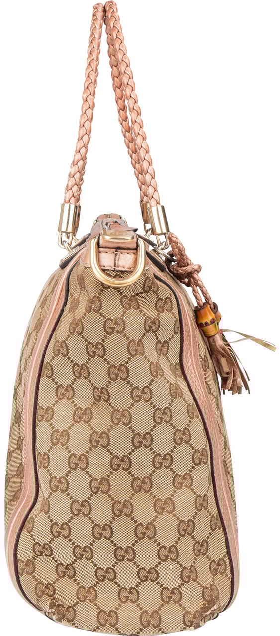 Gucci Gucci GG Monogram Bamboo Handbag Bruin