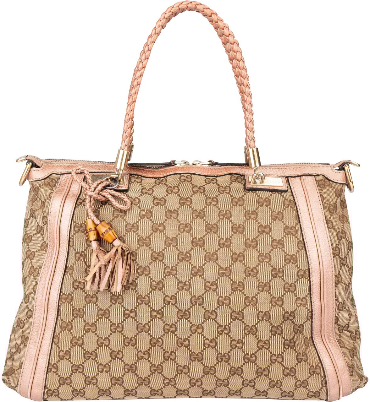 Gucci Gucci GG Monogram Bamboo Handbag Bruin