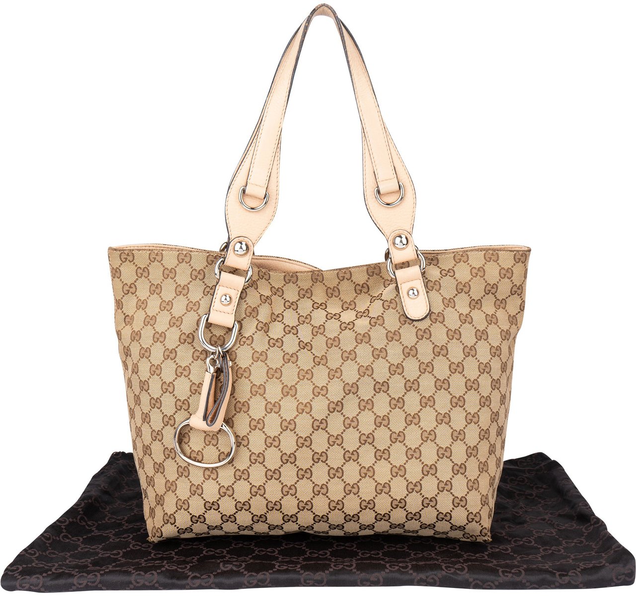 Gucci Gucci GG Monogram Horsebit Handbag Bruin
