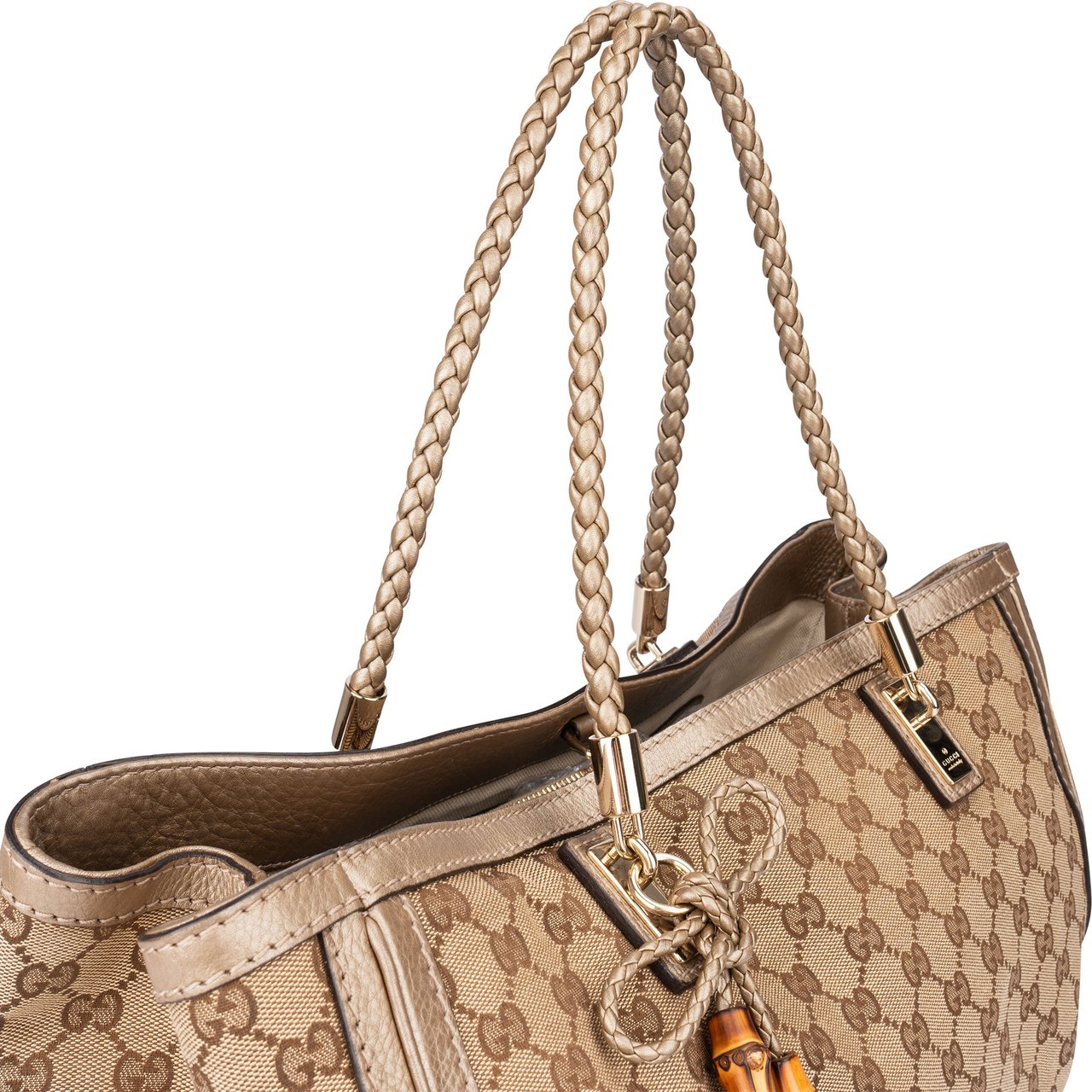 Gucci Gucci GG Monogram Bamboo Handbag Bruin