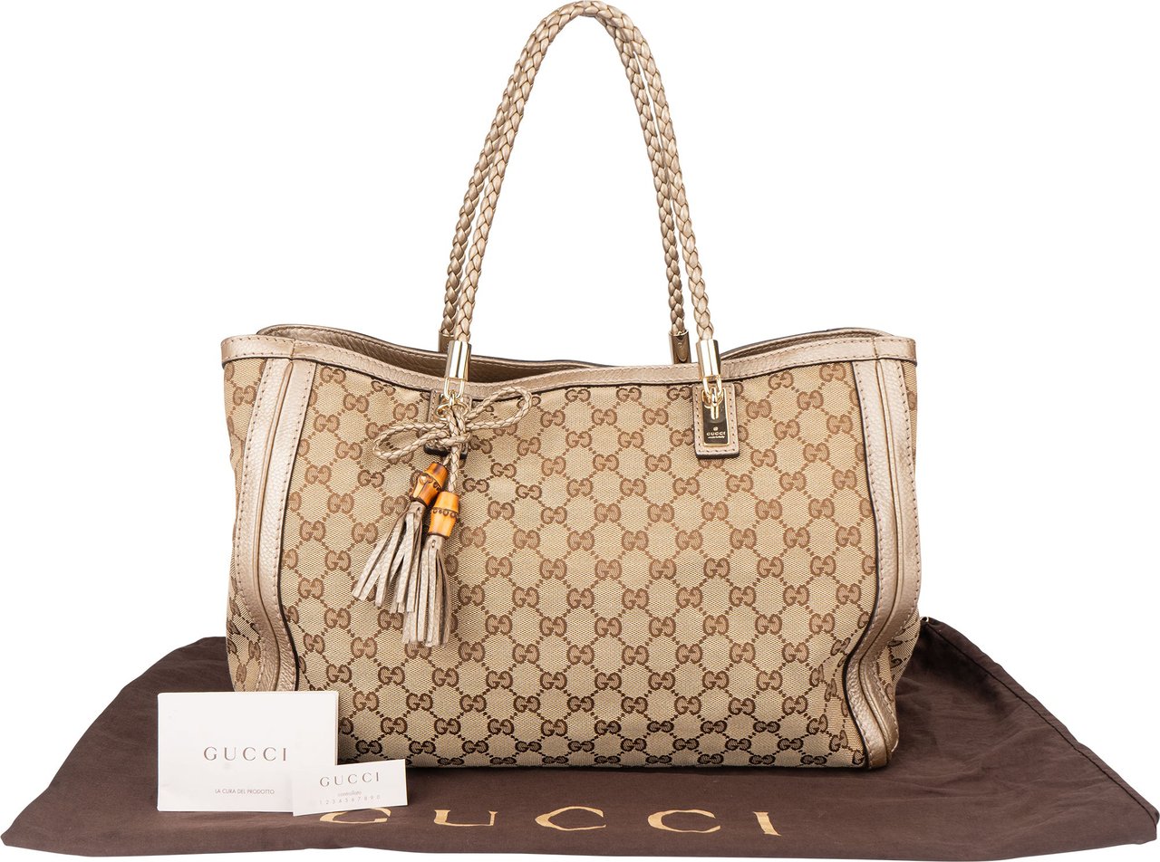 Gucci Gucci GG Monogram Bamboo Handbag Bruin