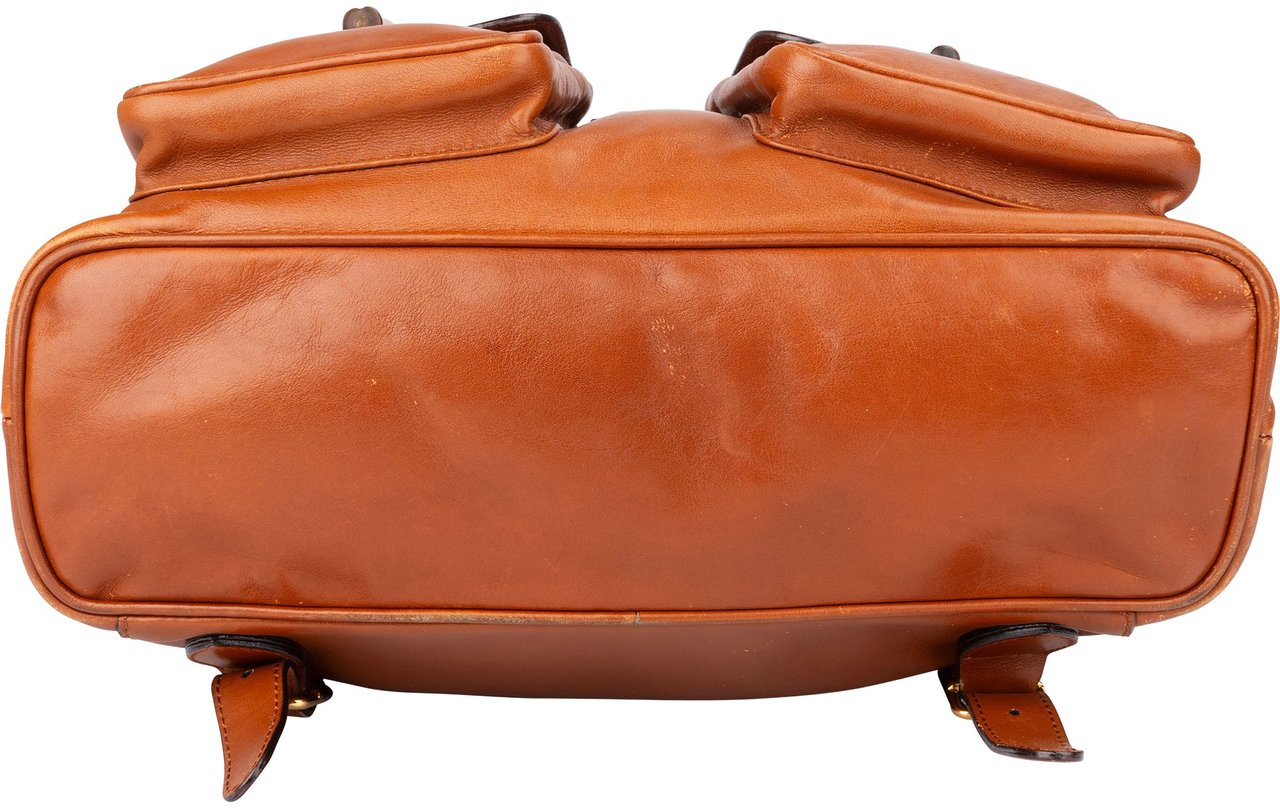 Gucci Gucci Brown Leather Bamboo Backpack Bruin