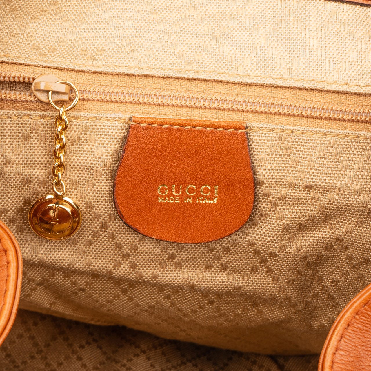 Gucci Gucci Brown Leather Bamboo Backpack Bruin