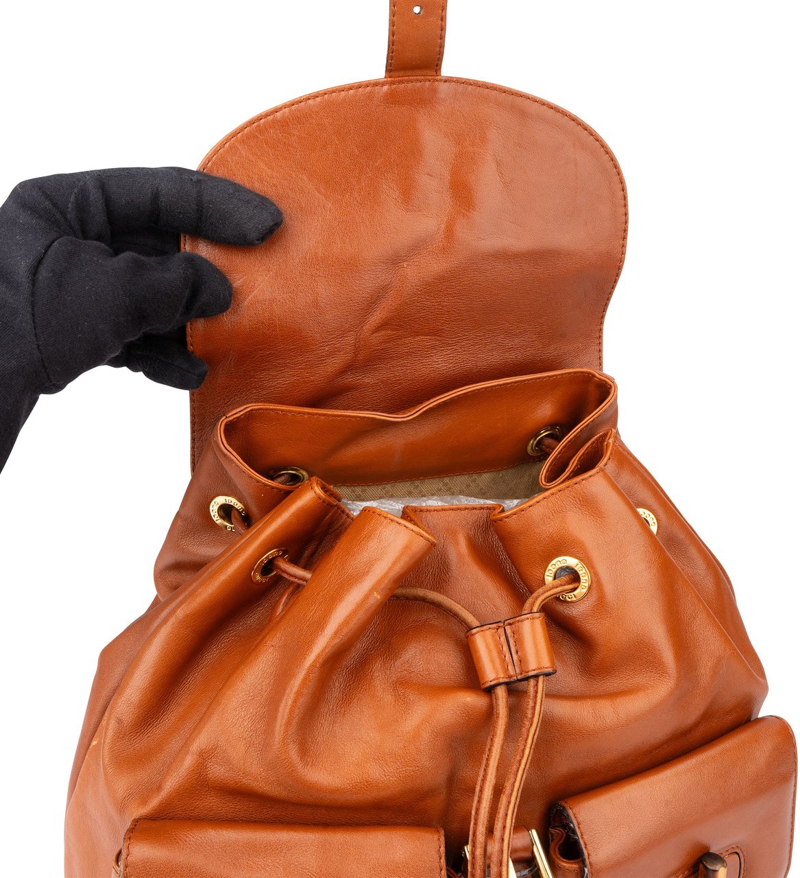 Gucci Gucci Brown Leather Bamboo Backpack Bruin