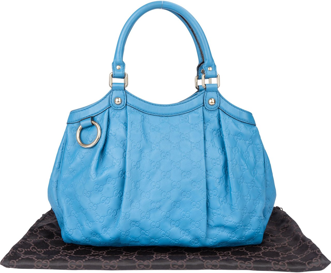 Gucci Gucci Leather GG Monogram Sukey Handbag Blauw