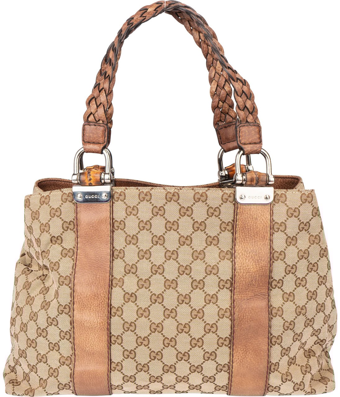 Gucci Gucci GG Monogram Bamboo Handbag Bruin