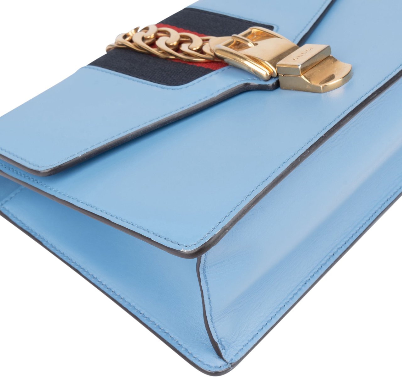 Gucci Gucci Blue Leather Sylvie Shoulder Bag Blauw