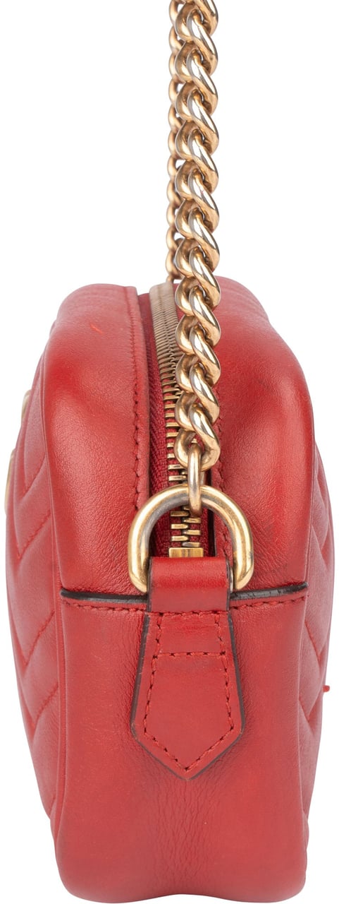 Gucci Gucci Red Leather GG Marmont Crossbody Bag Rood