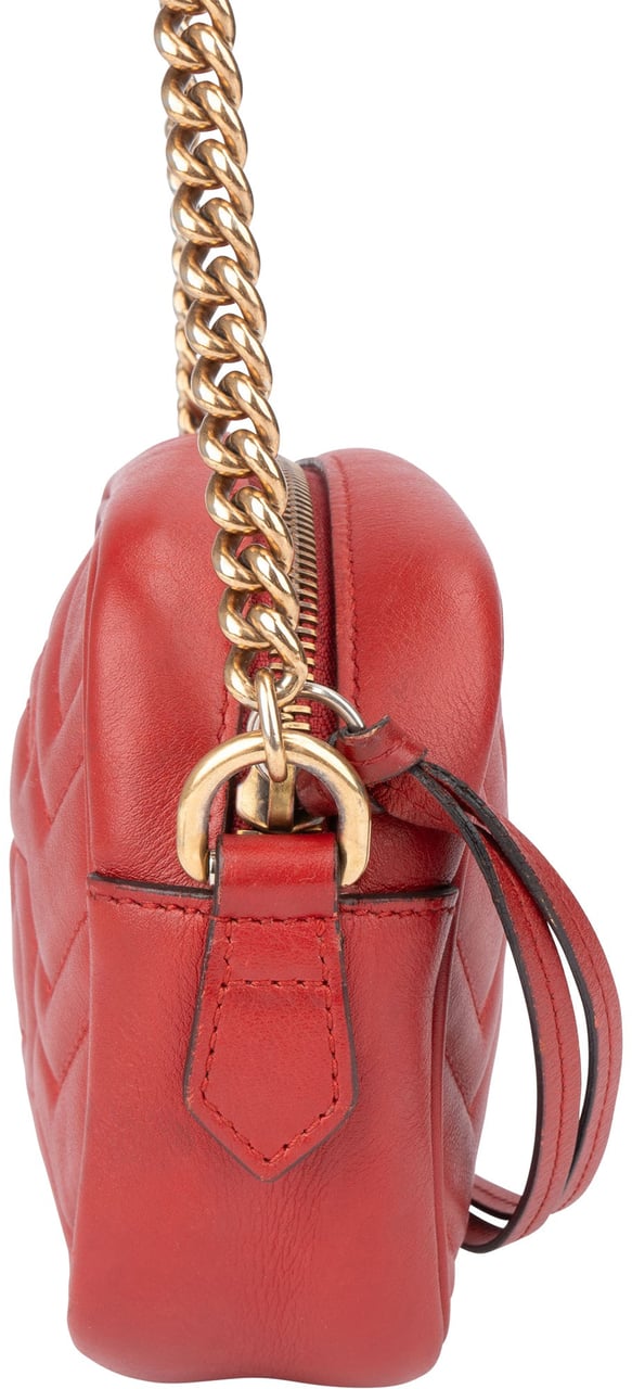 Gucci Gucci Red Leather GG Marmont Crossbody Bag Rood