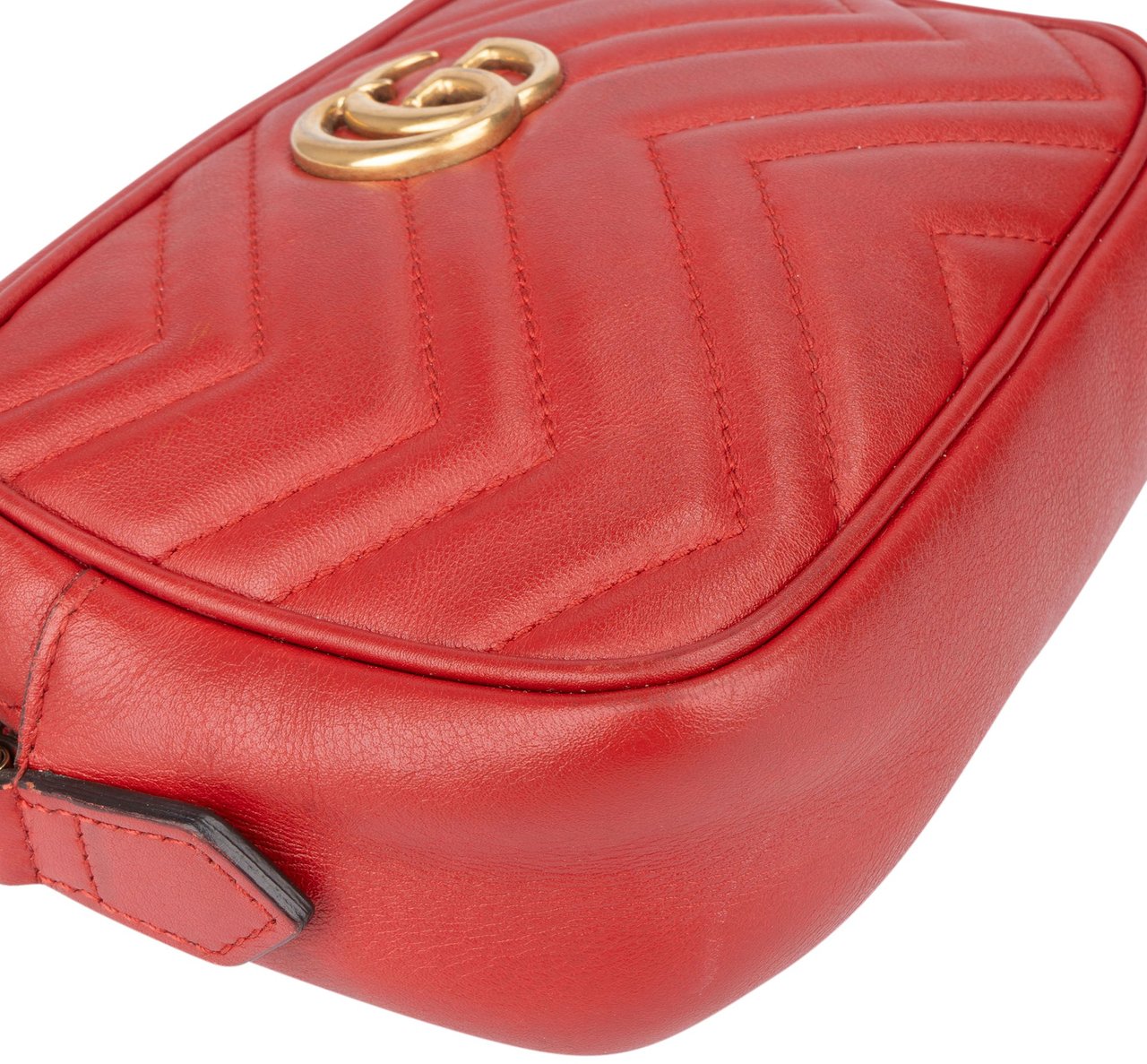 Gucci Gucci Red Leather GG Marmont Crossbody Bag Rood