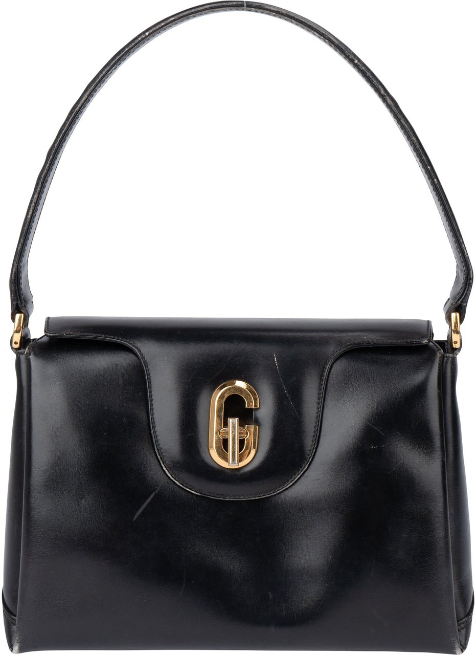 Gucci Gucci Black Leather G Handbag Zwart