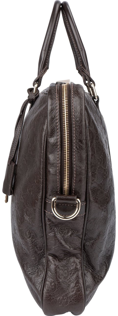 Gucci Gucci Leather GG Monogram Business Handbag Bruin