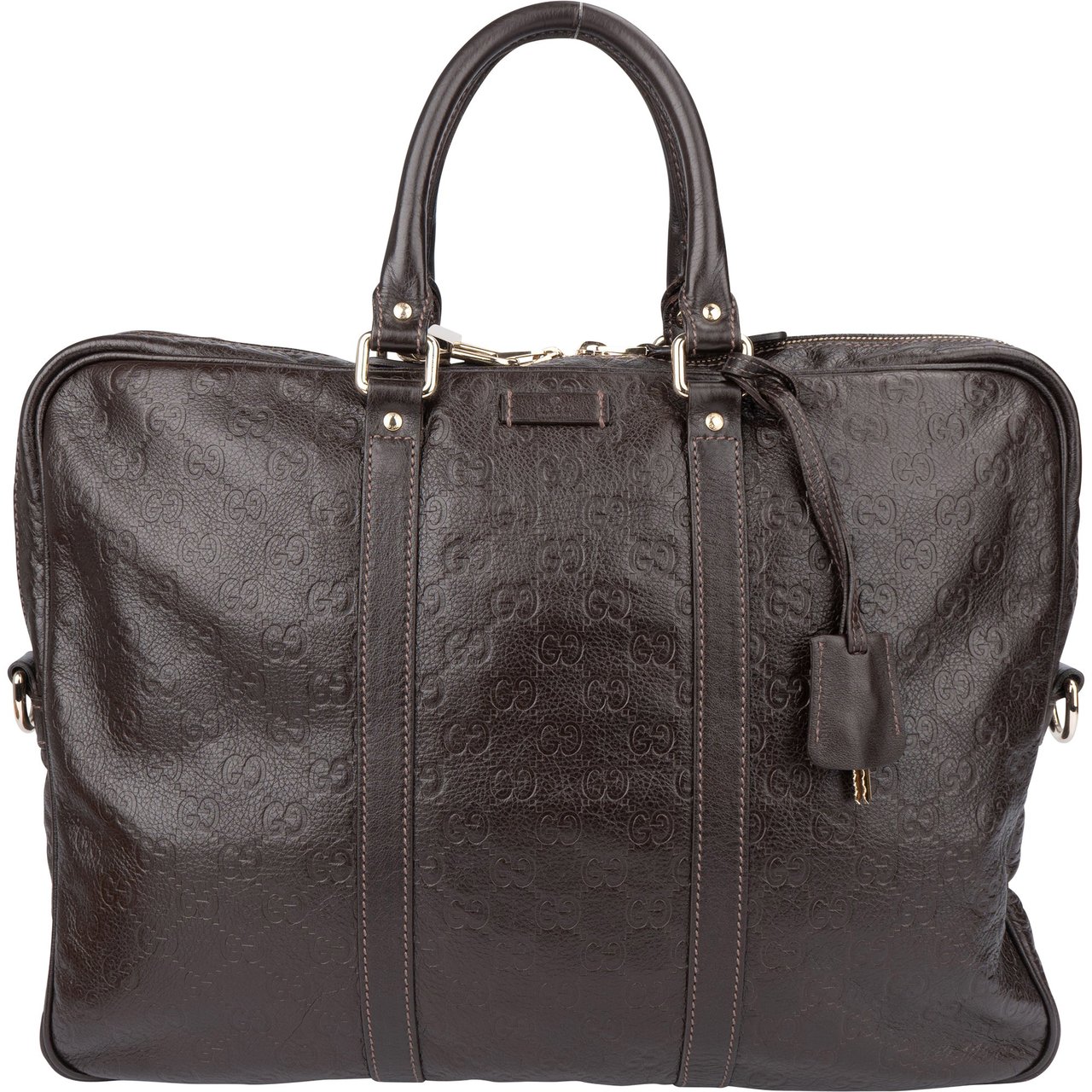 Gucci Gucci Leather GG Monogram Business Handbag Bruin