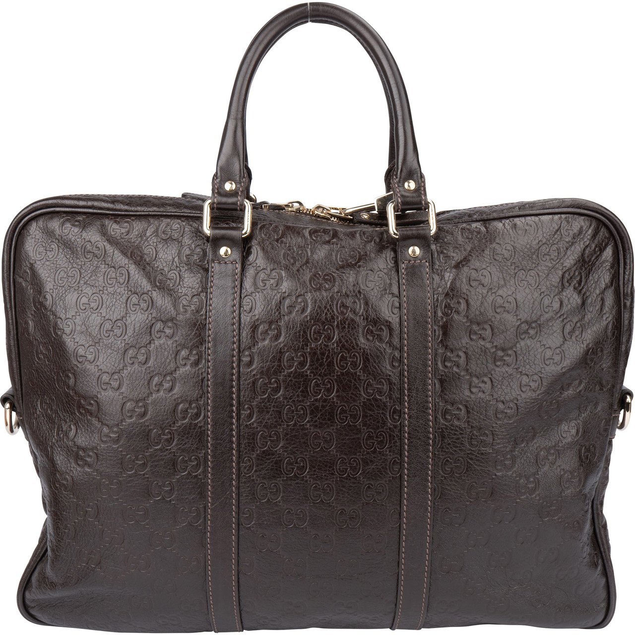 Gucci Gucci Leather GG Monogram Business Handbag Bruin