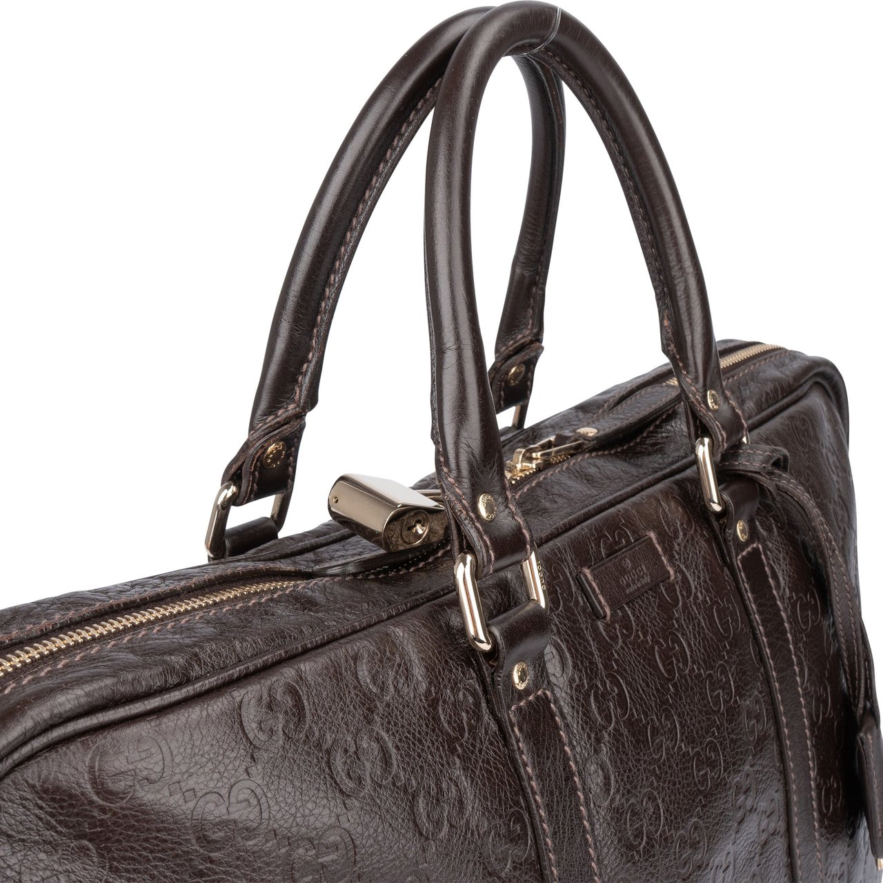Gucci Gucci Leather GG Monogram Business Handbag Bruin