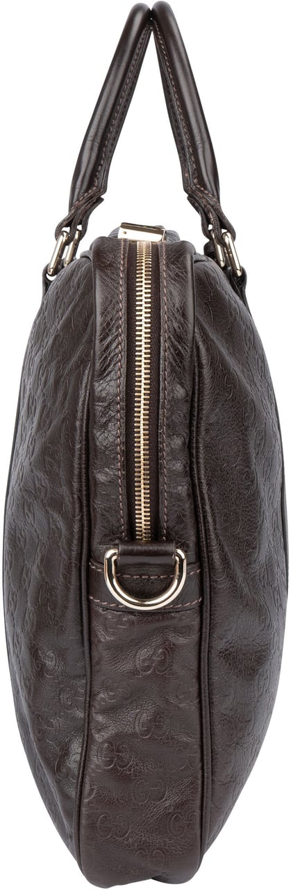 Gucci Gucci Leather GG Monogram Business Handbag Bruin