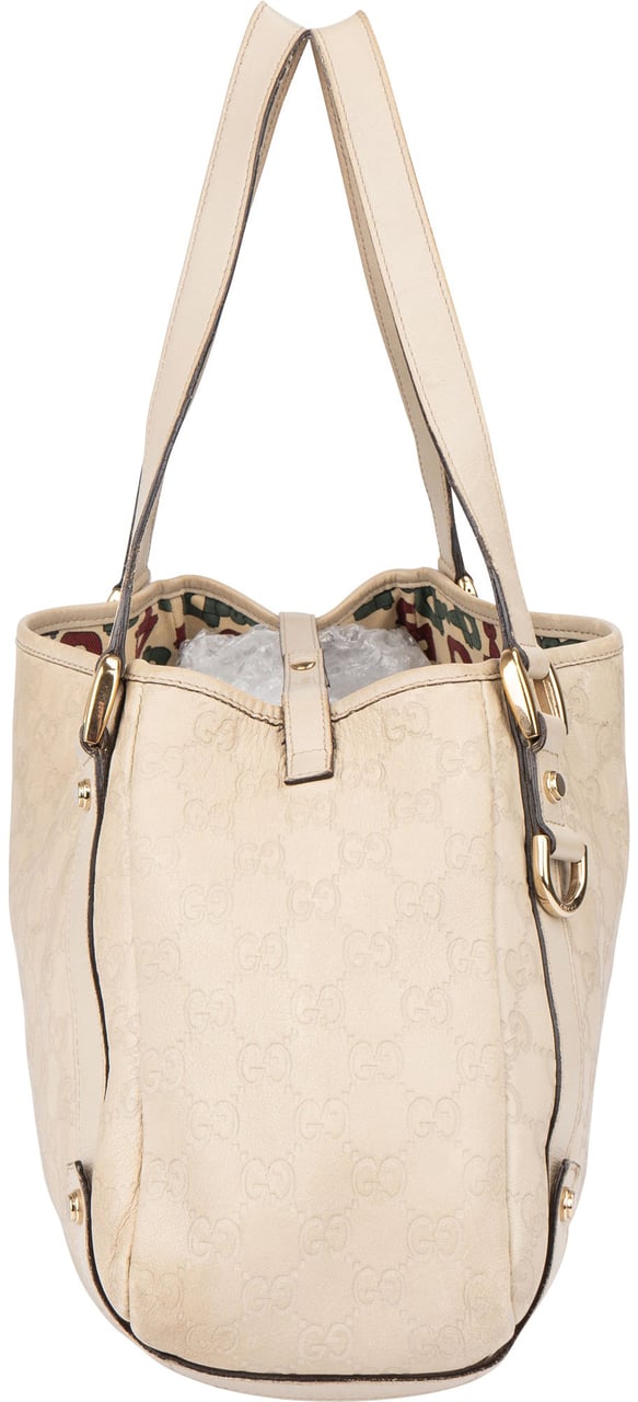 Gucci Gucci Leather GG Abbey Handbag Wit