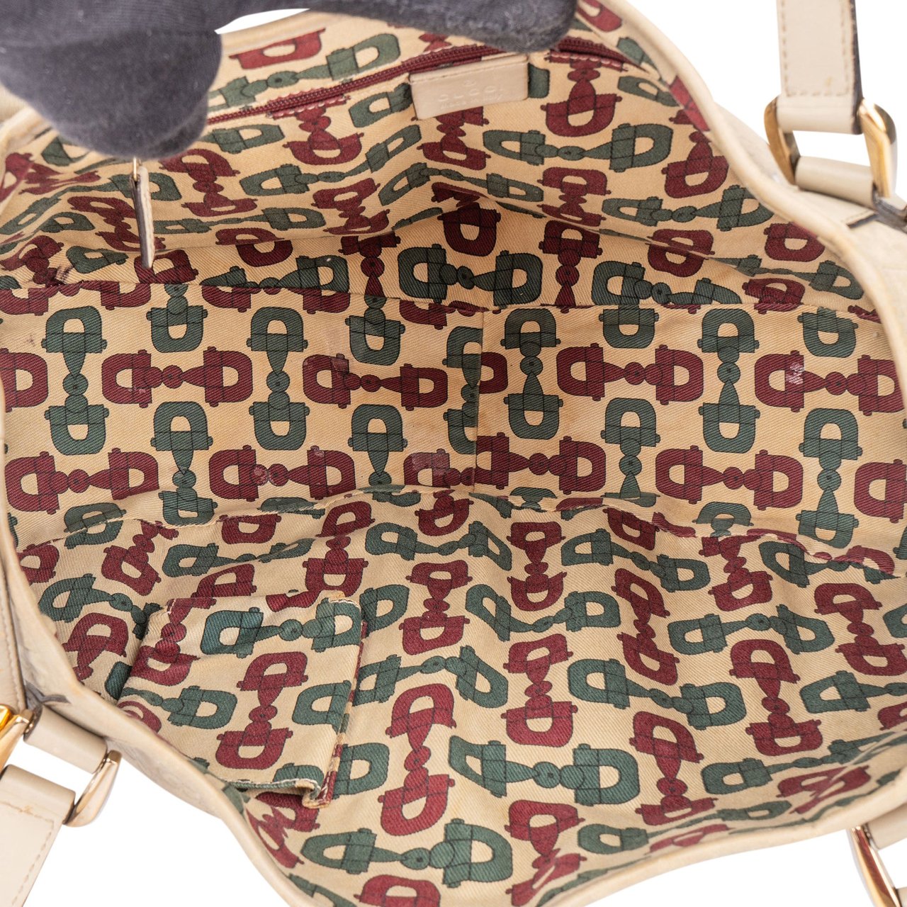 Gucci Gucci Leather GG Abbey Handbag Wit