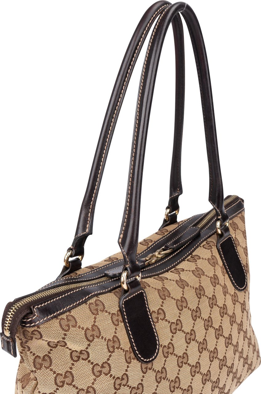 Gucci Gucci GG Monogram Horsebit Handbag Bruin