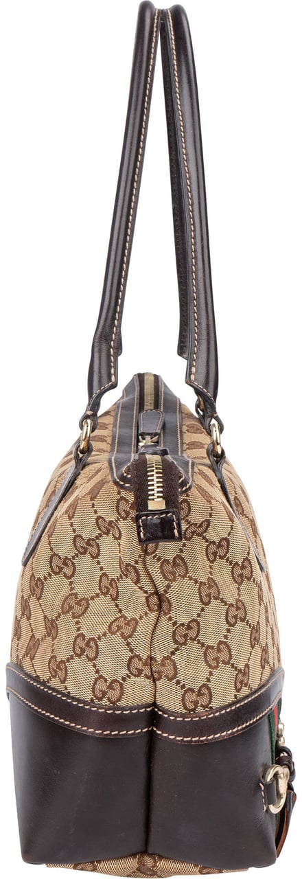 Gucci Gucci GG Monogram Horsebit Handbag Bruin