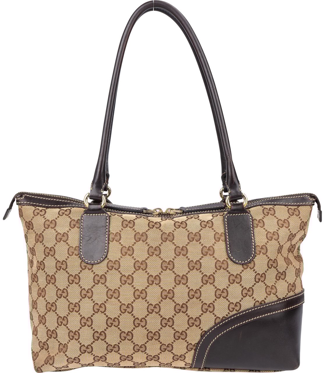 Gucci Gucci GG Monogram Horsebit Handbag Bruin