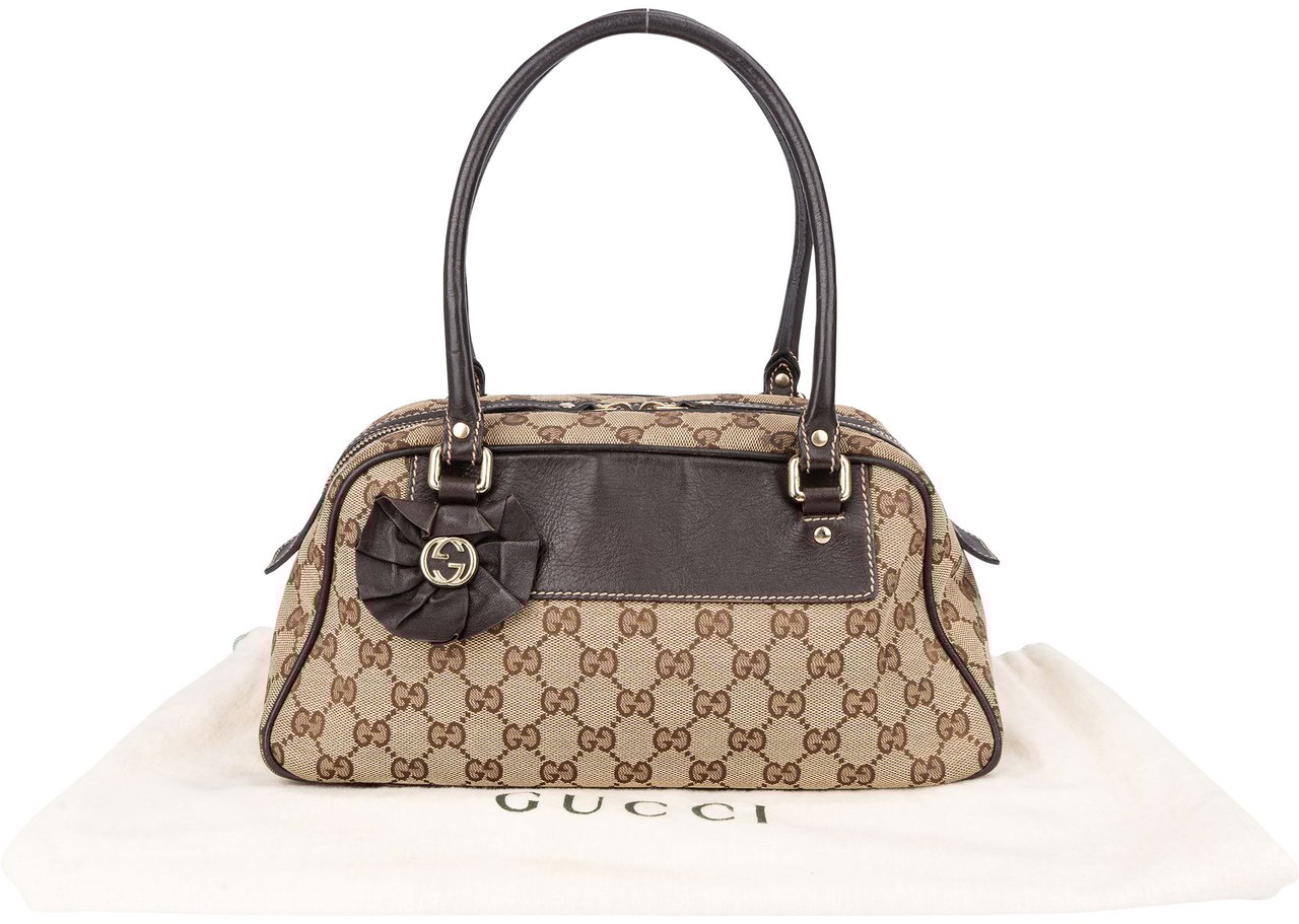 Gucci Gucci GG Monogram Flower Handbag Bruin