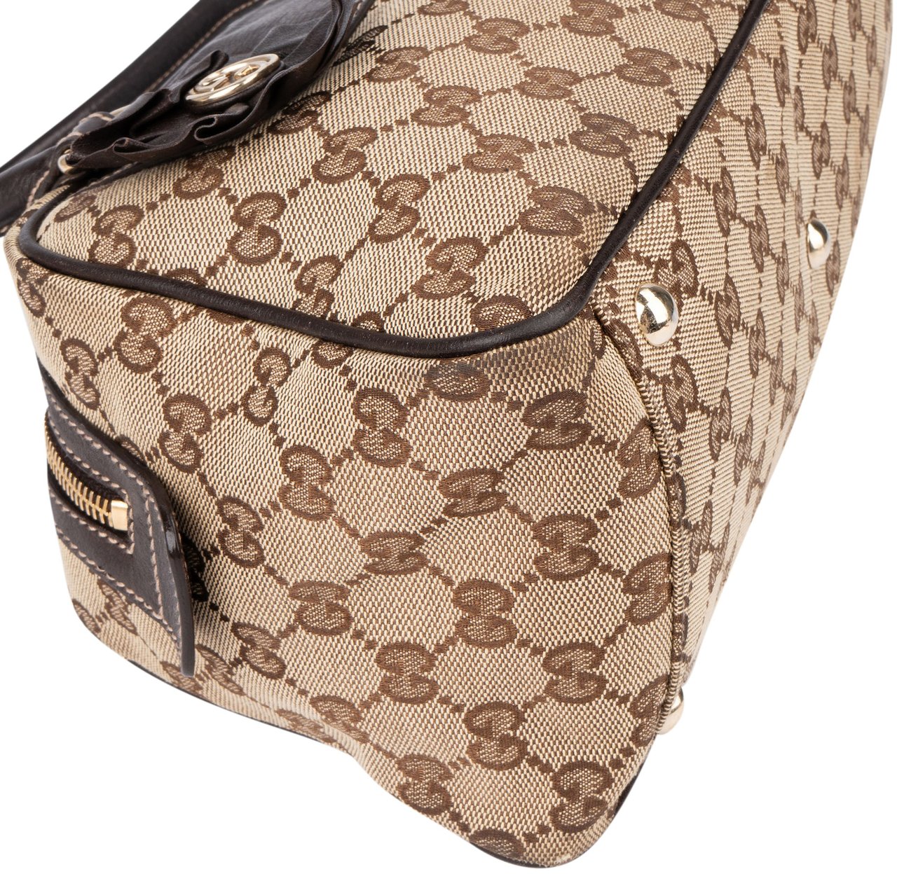 Gucci Gucci GG Monogram Flower Handbag Bruin
