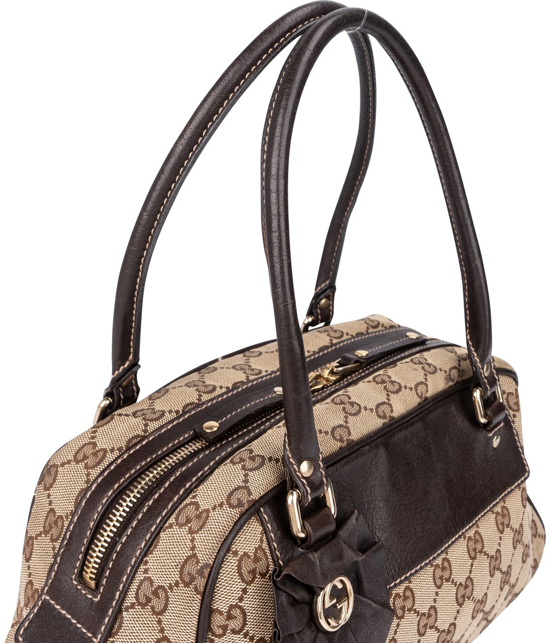 Gucci Gucci GG Monogram Flower Handbag Bruin