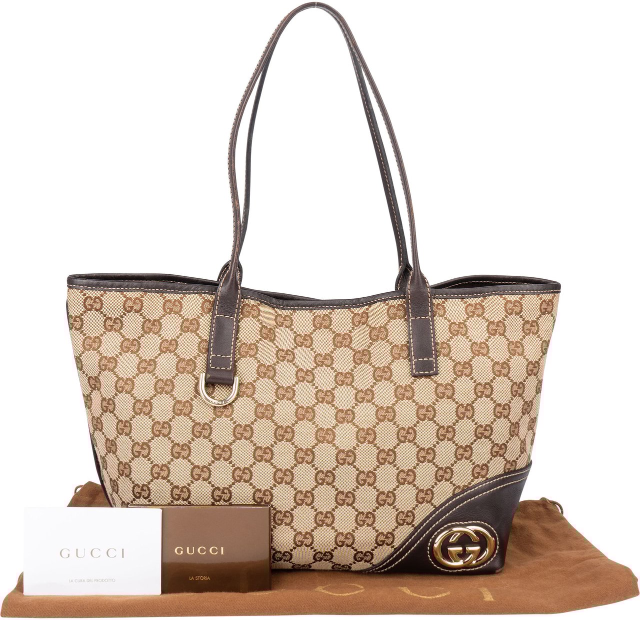 Gucci Gucci GG Monogram New Britt Handbag Bruin