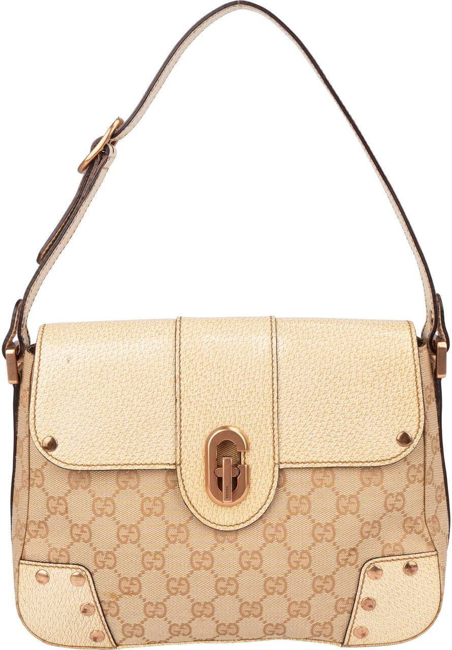 Gucci Gucci GG Monogram Turnlock Handbag Bruin
