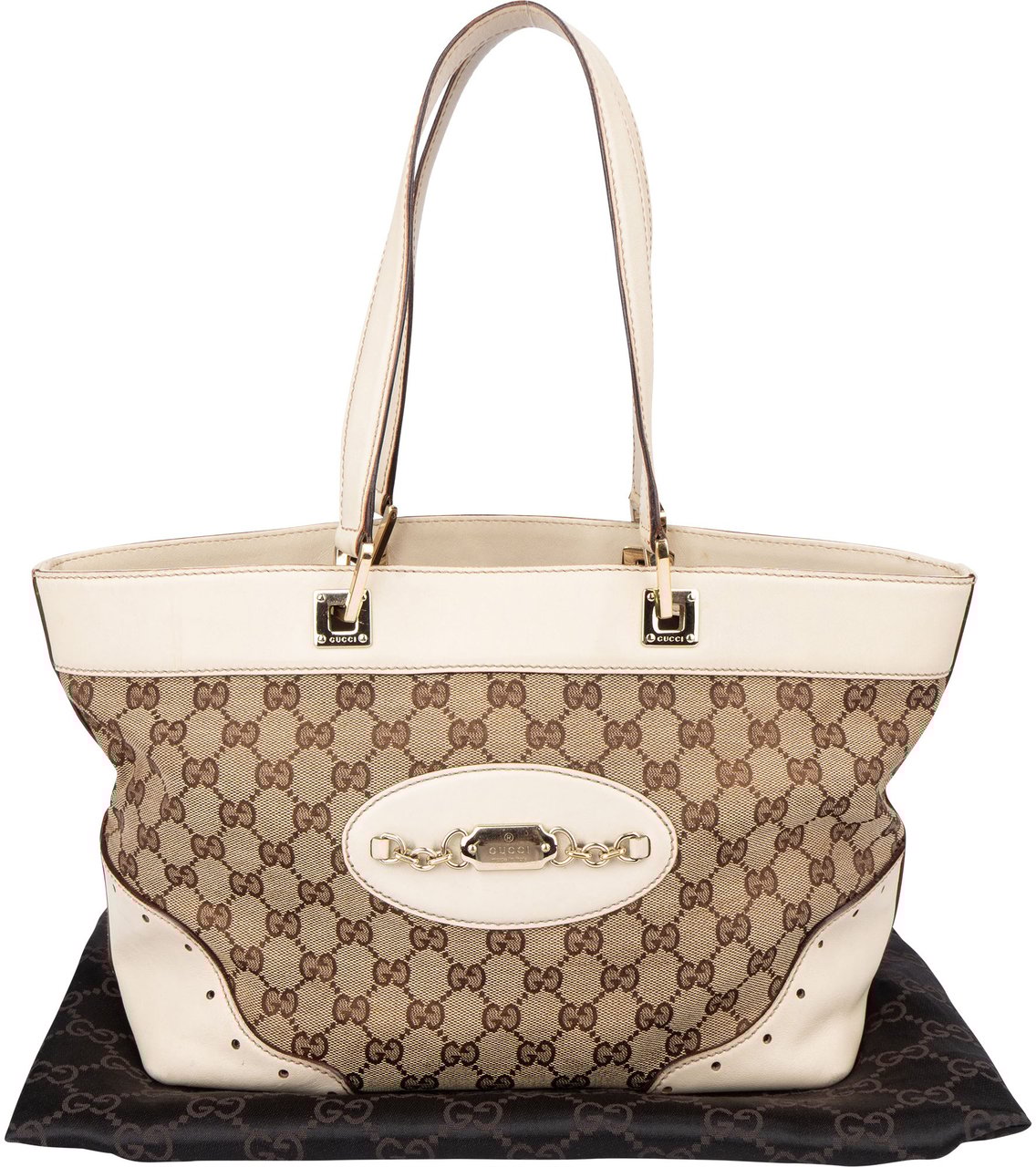 Gucci Gucci GG Monogram Horsebit Handbag Bruin