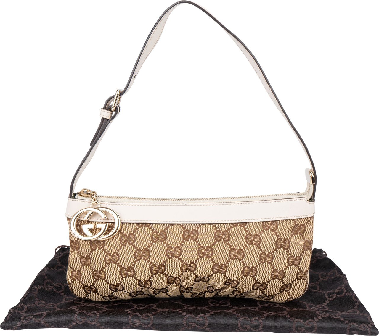 Gucci GG Monogram Mini Pochette Handbag Bruin