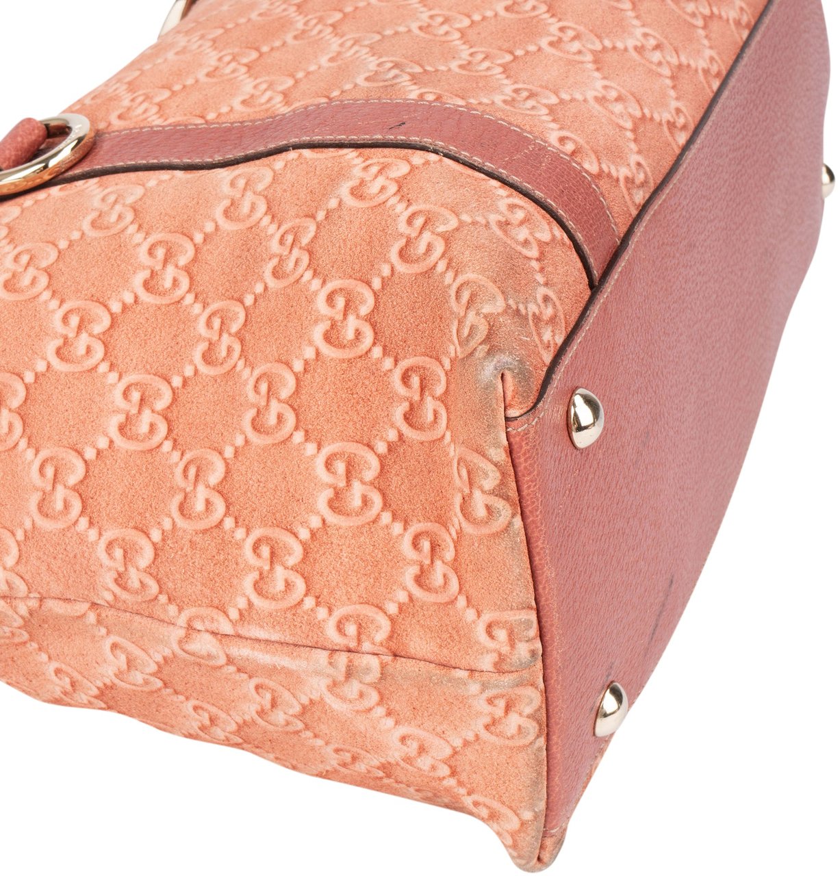 Gucci Pink Suede Monogram Abbey Handbag Roze