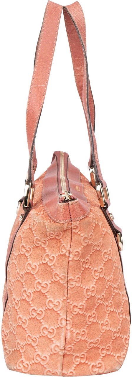 Gucci Pink Suede Monogram Abbey Handbag Roze