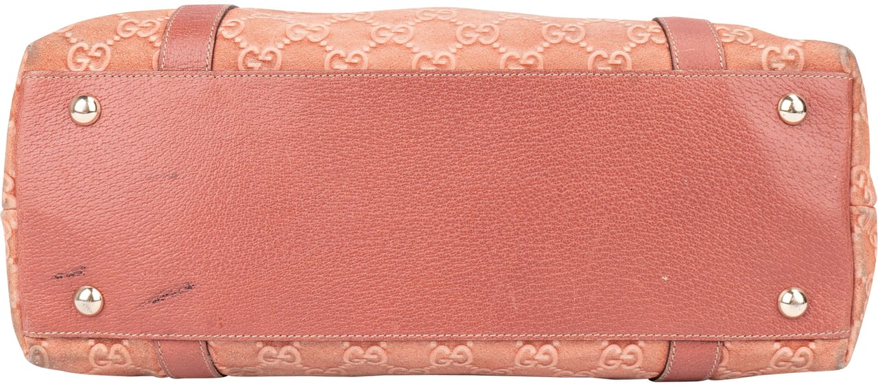 Gucci Pink Suede Monogram Abbey Handbag Roze