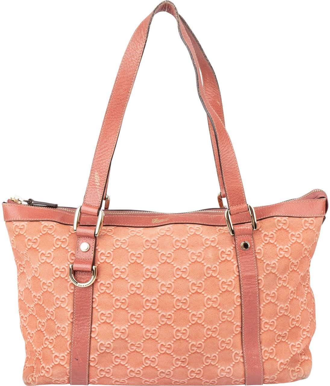 Gucci Gucci Pink Suede Monogram Abbey Handbag Roze