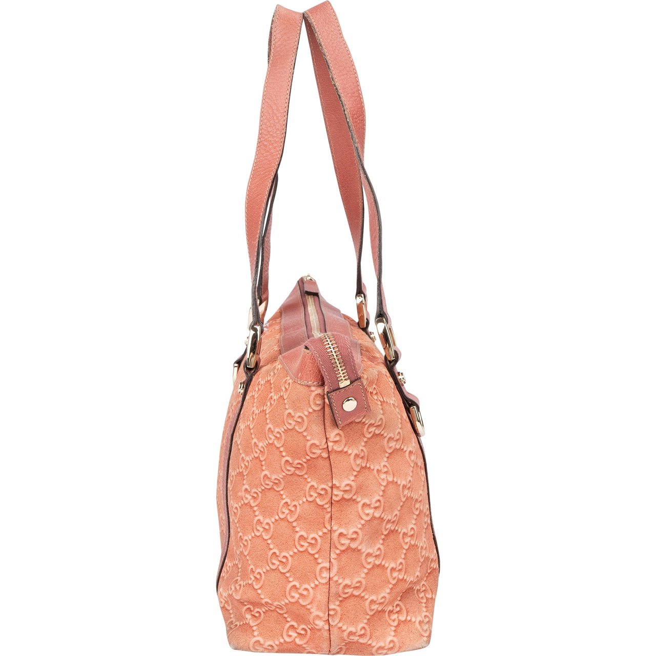 Gucci Gucci Pink Suede Monogram Abbey Handbag Roze