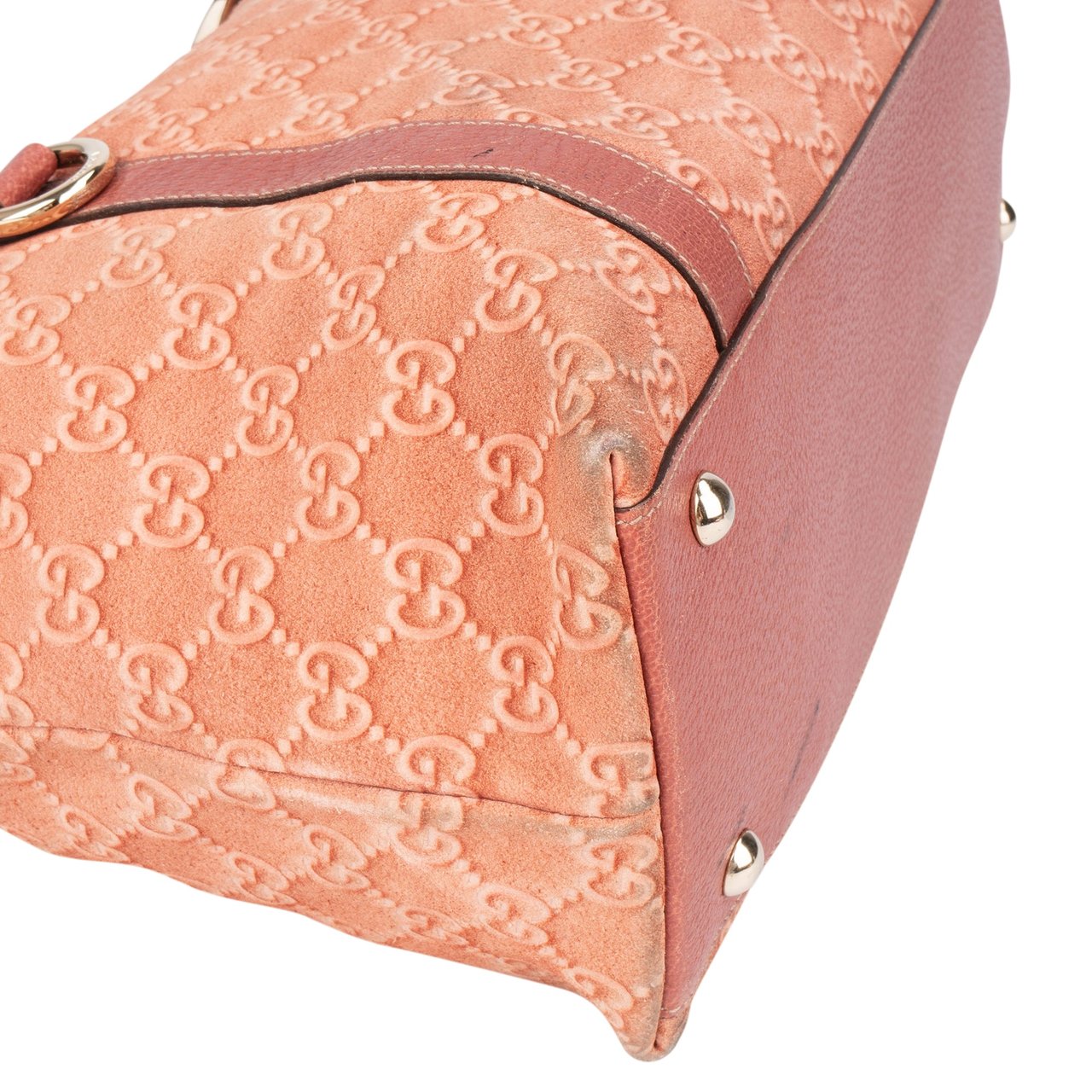 Gucci Gucci Pink Suede Monogram Abbey Handbag Roze