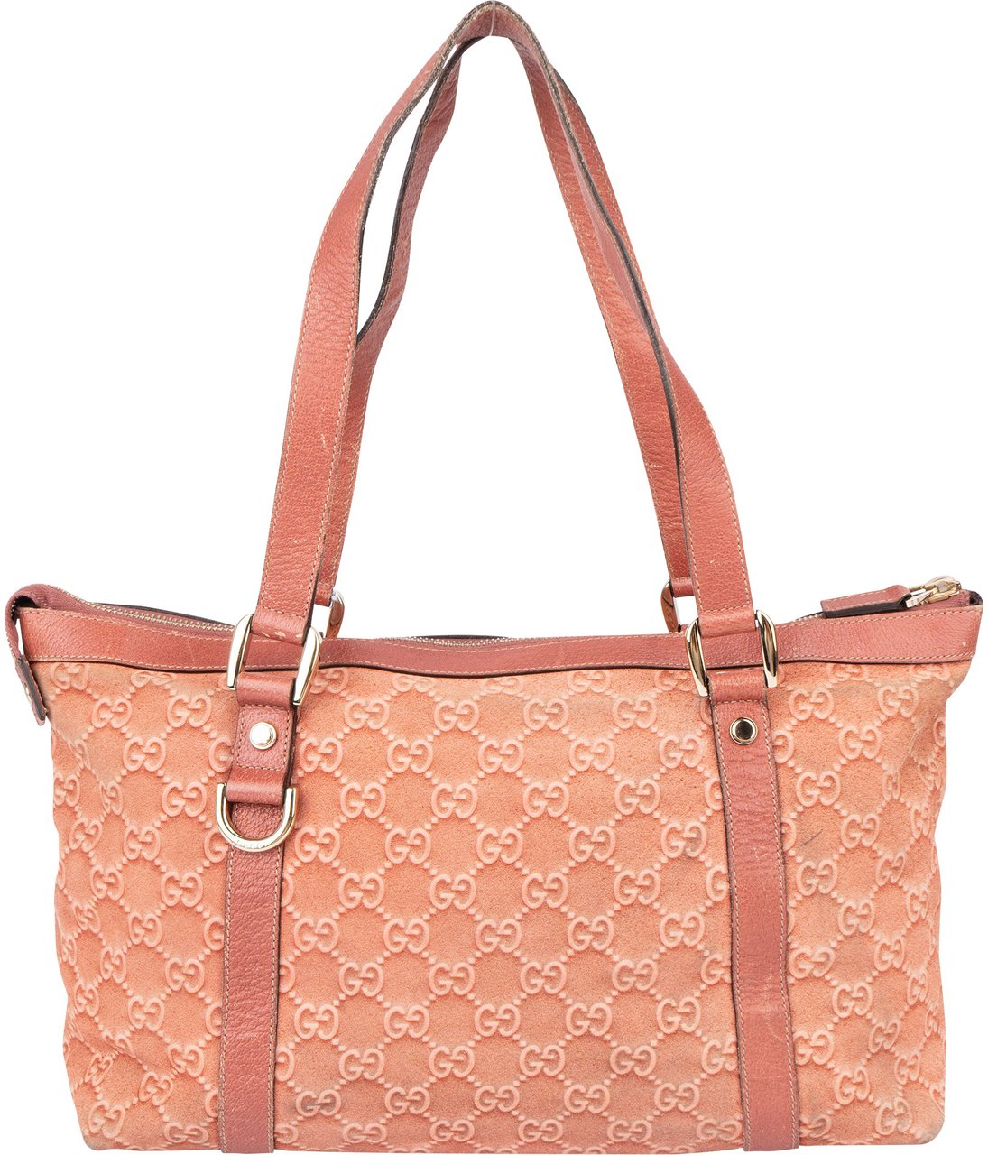 Gucci Pink Suede Monogram Abbey Handbag Roze